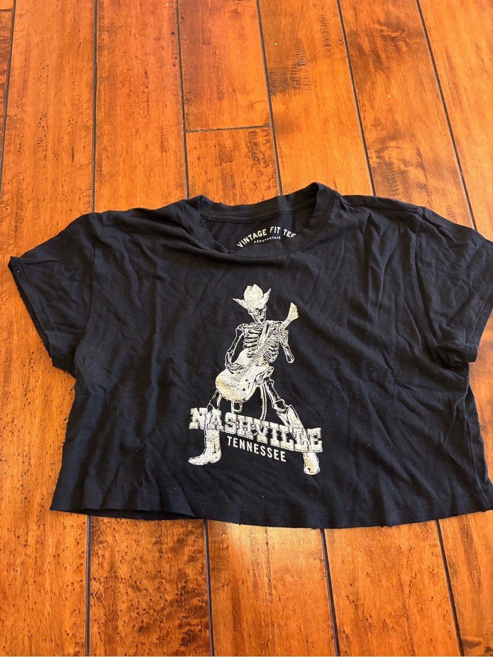 aeropostale cropped cowboy skeleton baby tee